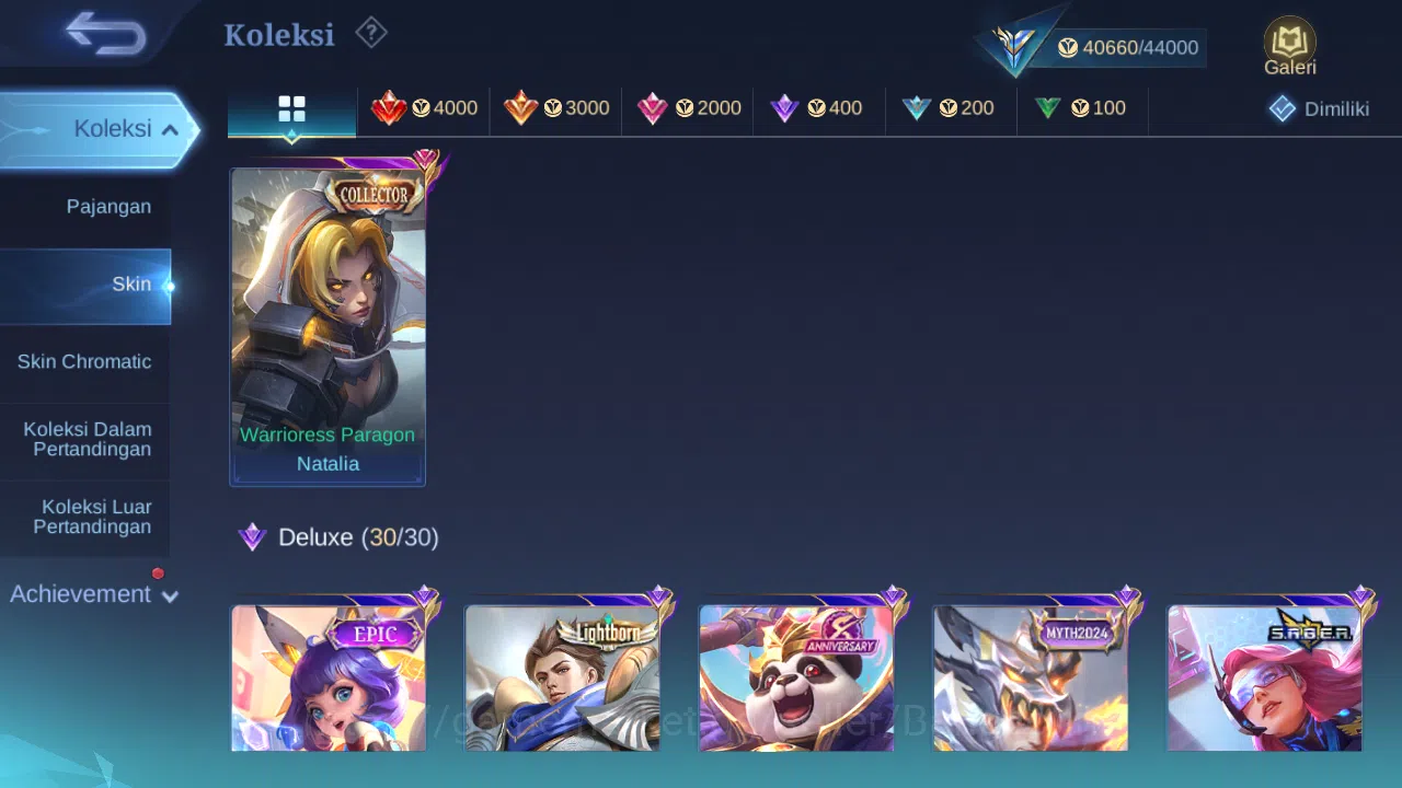Mobile Legends: Bang Bang Accounts Others Hero 101 Skin 196 | CC Natalia | Lightborn Granger, Alucard, Fanny | Lunar Sun 2