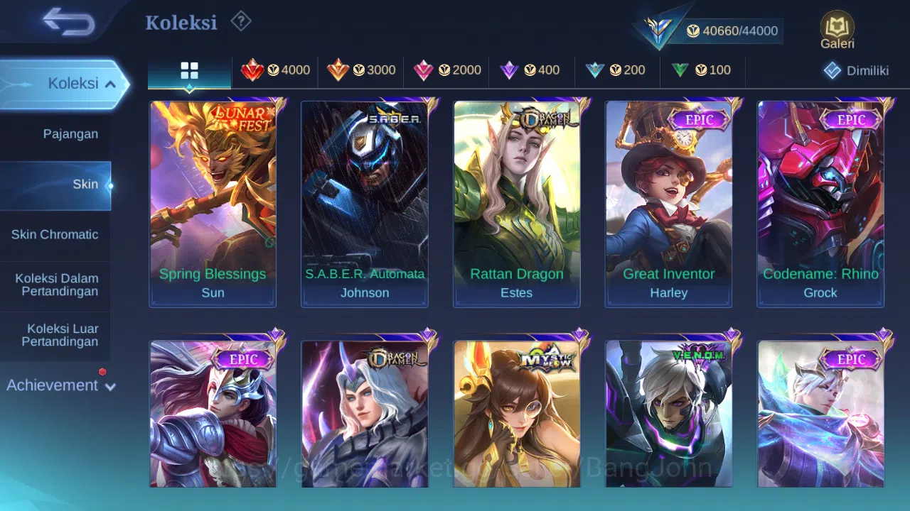Mobile Legends: Bang Bang Accounts Others Hero 101 Skin 196 | CC Natalia | Lightborn Granger, Alucard, Fanny | Lunar Sun 5
