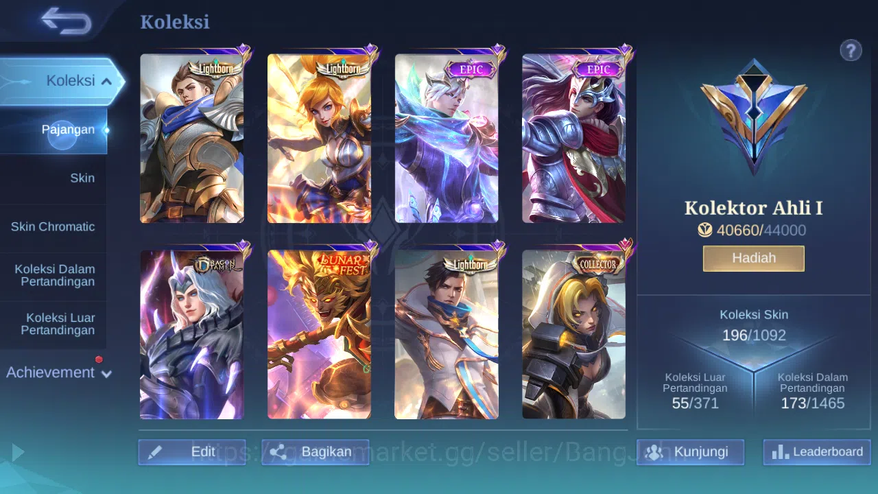 Mobile Legends: Bang Bang Accounts Others Hero 101 Skin 196 | CC Natalia | Lightborn Granger, Alucard, Fanny | Lunar Sun 9