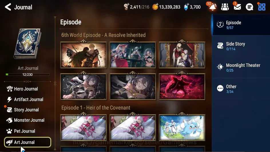 Epic Seven Accounts Starter GLOBAL Unverif|1 ML (Boss Arunka) + Schruel,Eda,Senya,Etc|PoH+Bless ON|3,7K SStone + 56K 11