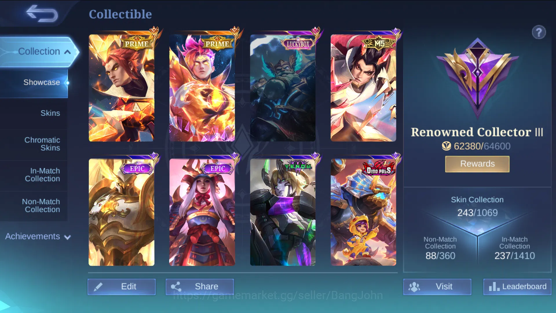 Mobile Legends: Bang Bang Accounts hero 130 | skin 243 | prime yu zhong, prime claude image 2