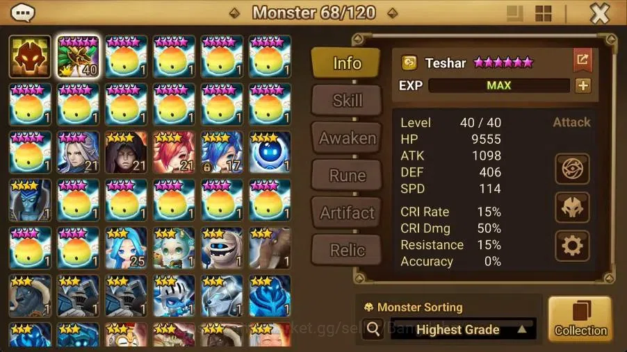 Summoners War: Sky Arena Accounts Starter GLOBAL | NB 5 TESHAR,Starter Gacha 115 12Y+160 11Y Scrool, 3 Legendary All 2