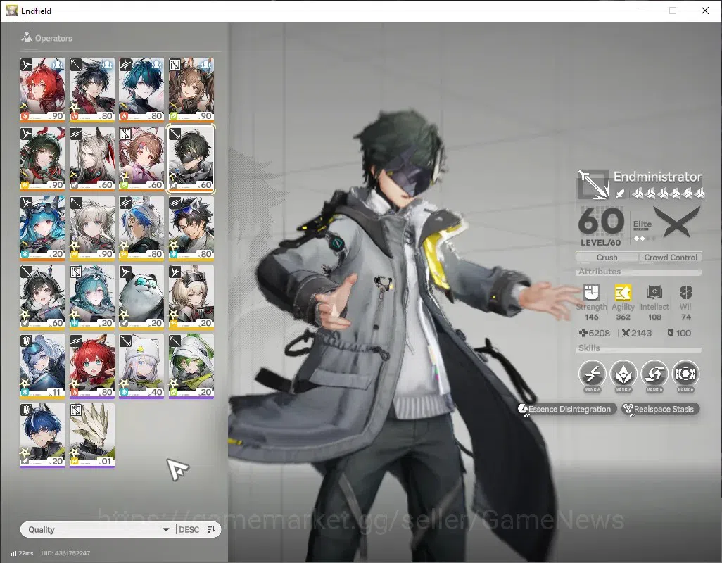 Arknights: Endfield Accounts ASIA|Lv59|11k Ars|7 SSR(4 Limited)+13(*6Weapon)+2 Wp 1