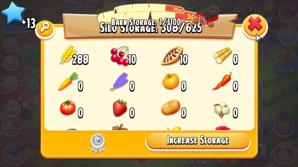 Hay Day Accounts Level 40 | Barn Storage 1100 + Silo Storage 625 | 206k Coins, 44 Diamonds |CN ON|Log Supercell ID|Take 8