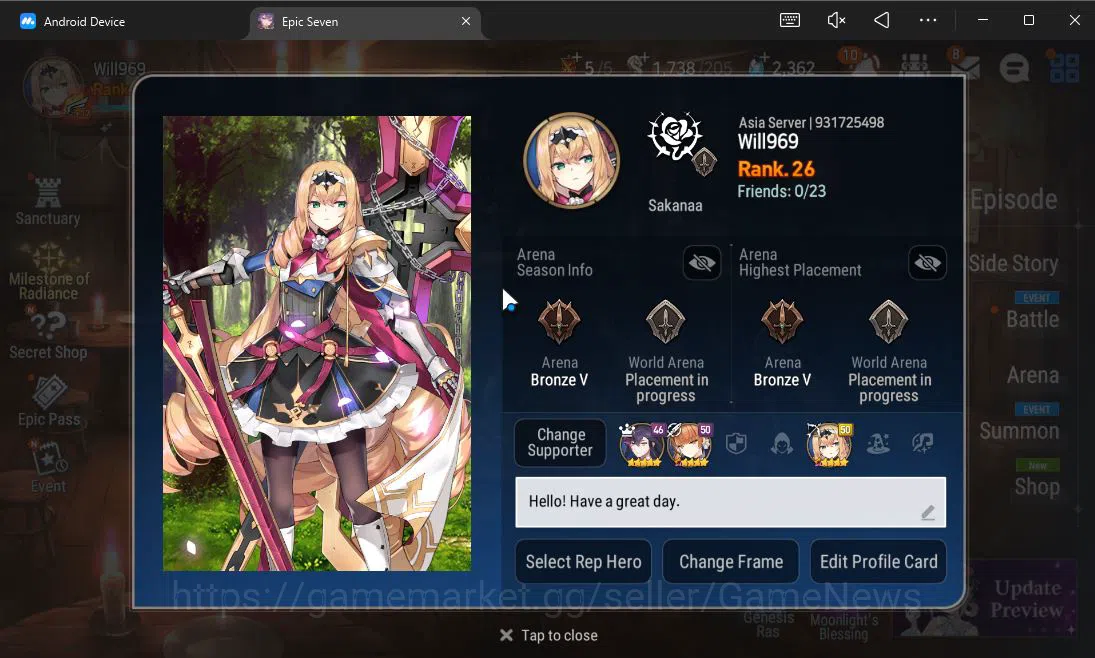 Epic Seven Accounts ASIA UnVerif| 3 ML (FL Lidica,LC Bellona,Fall Ceci image 1