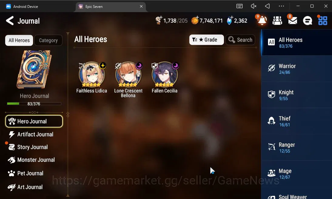 Epic Seven Accounts ASIA UnVerif| 3 ML (FL Lidica,LC Bellona,Fall Ceci image 5