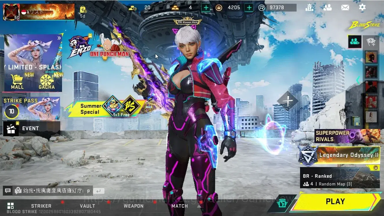 Blood Strike Accounts Collab Skin ASIA|ETERNAL ALONDRA,QBZ95-Whisper Lv 3,DEagle Lv 2|Collab Striker(KRAKEN,JACK,Ethan)|8 1