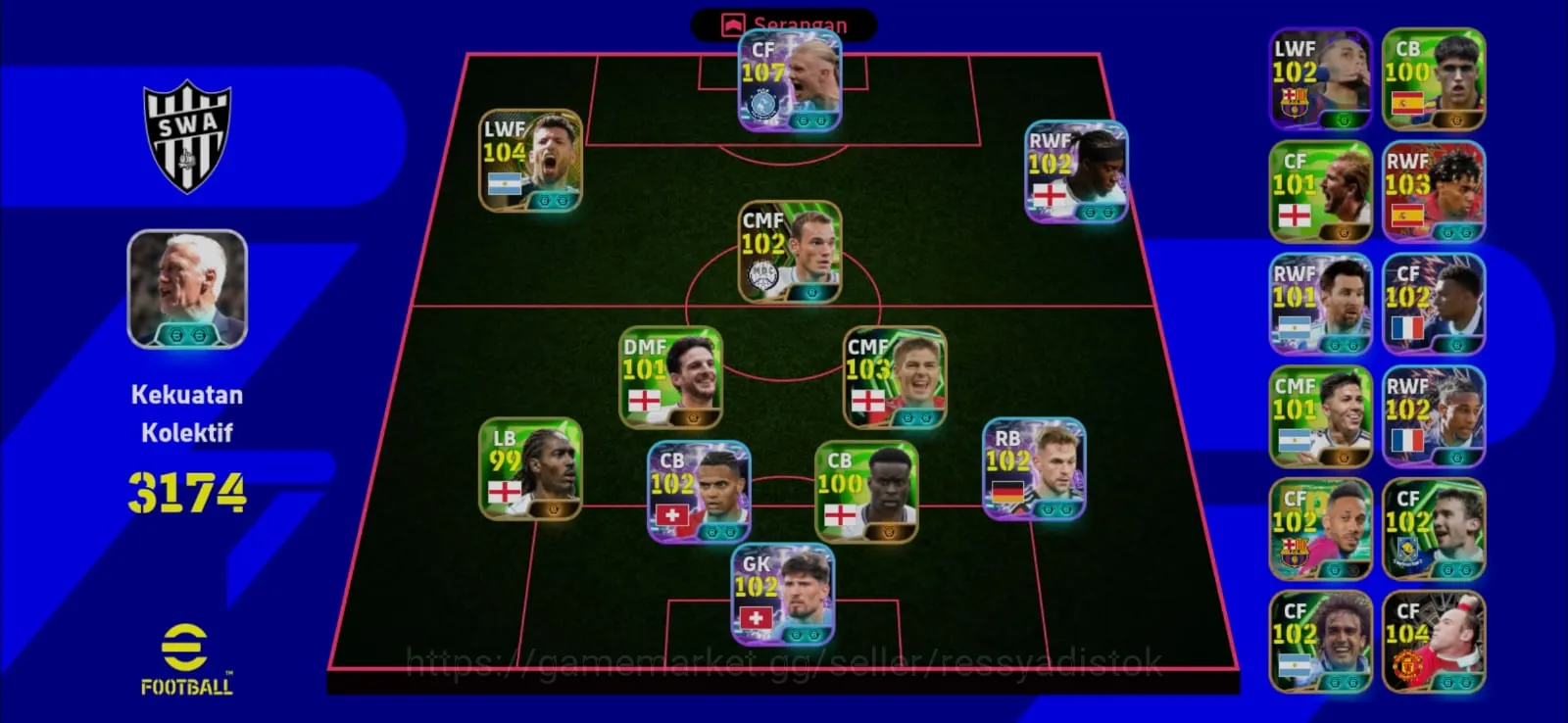 eFootball Accounts Legends & Iconic Players 3 MANAGER BOOSTER | COLECTIVE 3174+,ERLING HALLAND x W SNEIJDER x S GERARD x S 1