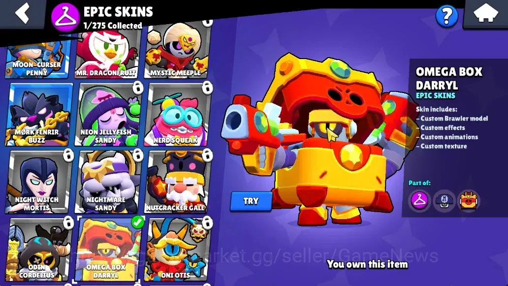 Brawl Stars Accounts 405 Trophy|12K Coins|16 Brawlers Myth Buzz|13 Skin|1 Myth Skin [Rude Lou] 1 Epic 1 SR|41 Gem 4K PP|Cn 10