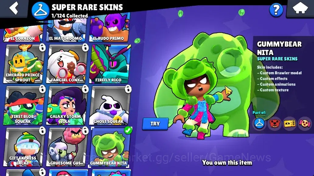 Brawl Stars Accounts 405 Trophy|12K Coins|16 Brawlers Myth Buzz|13 Skin|1 Myth Skin [Rude Lou] 1 Epic 1 SR|41 Gem 4K PP|Cn 11
