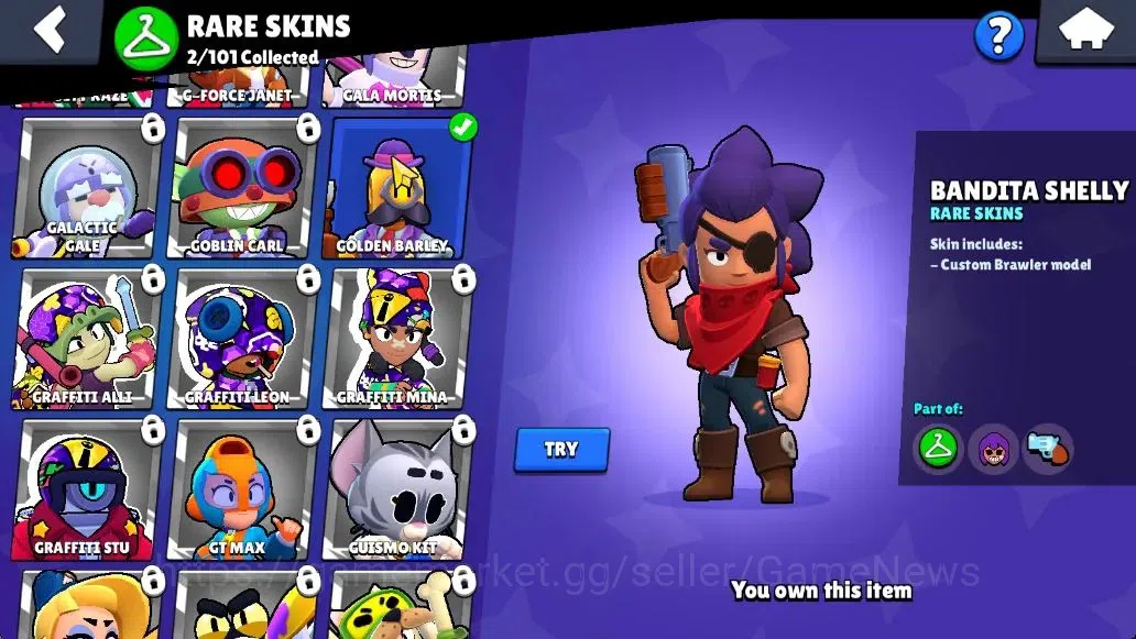 Brawl Stars Accounts 405 Trophy|12K Coins|16 Brawlers Myth Buzz|13 Skin|1 Myth Skin [Rude Lou] 1 Epic 1 SR|41 Gem 4K PP|Cn 12