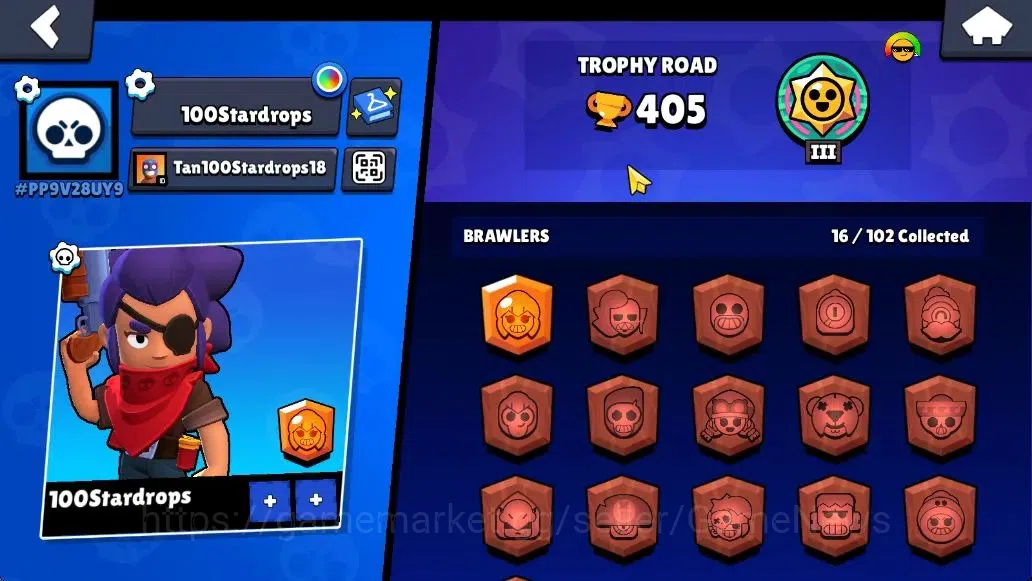 Brawl Stars Accounts 405 Trophy|12K Coins|16 Brawlers Myth Buzz|13 Skin|1 Myth Skin [Rude Lou] 1 Epic 1 SR|41 Gem 4K PP|Cn 14