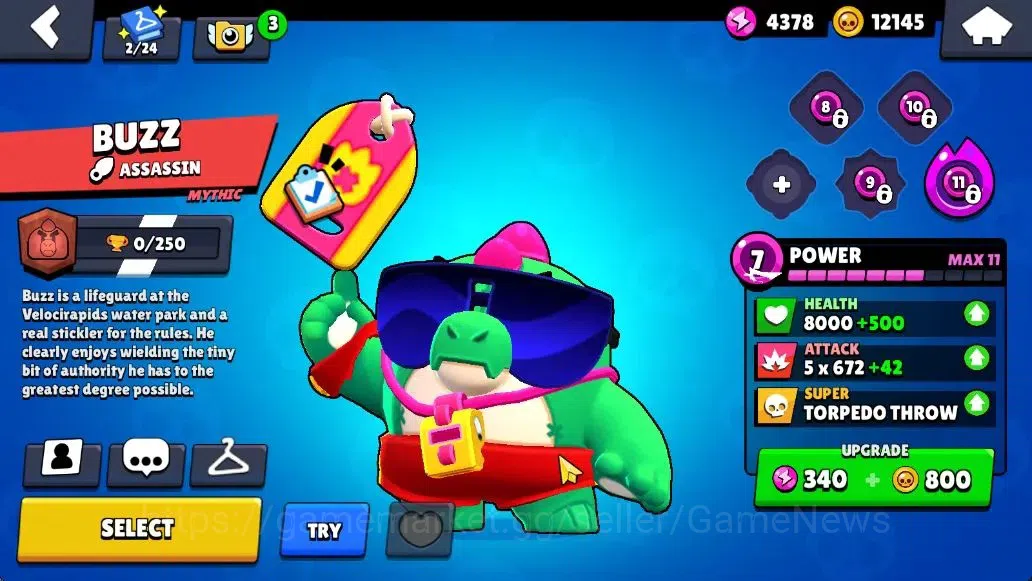 Brawl Stars Accounts 405 Trophy|12K Coins|16 Brawlers Myth Buzz|13 Skin|1 Myth Skin [Rude Lou] 1 Epic 1 SR|41 Gem 4K PP|Cn 18