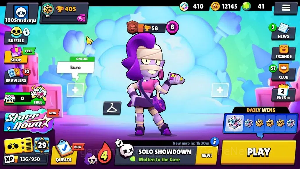 Brawl Stars Accounts 405 Trophy|12K Coins|16 Brawlers Myth Buzz|13 Skin|1 Myth Skin [Rude Lou] 1 Epic 1 SR|41 Gem 4K PP|Cn 3