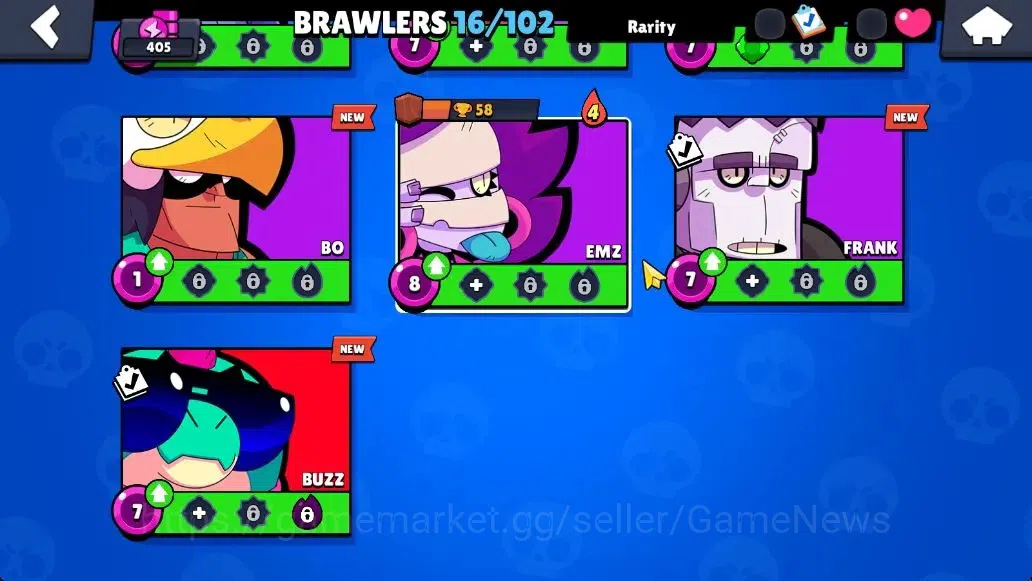 Brawl Stars Accounts 405 Trophy|12K Coins|16 Brawlers Myth Buzz|13 Skin|1 Myth Skin [Rude Lou] 1 Epic 1 SR|41 Gem 4K PP|Cn 6