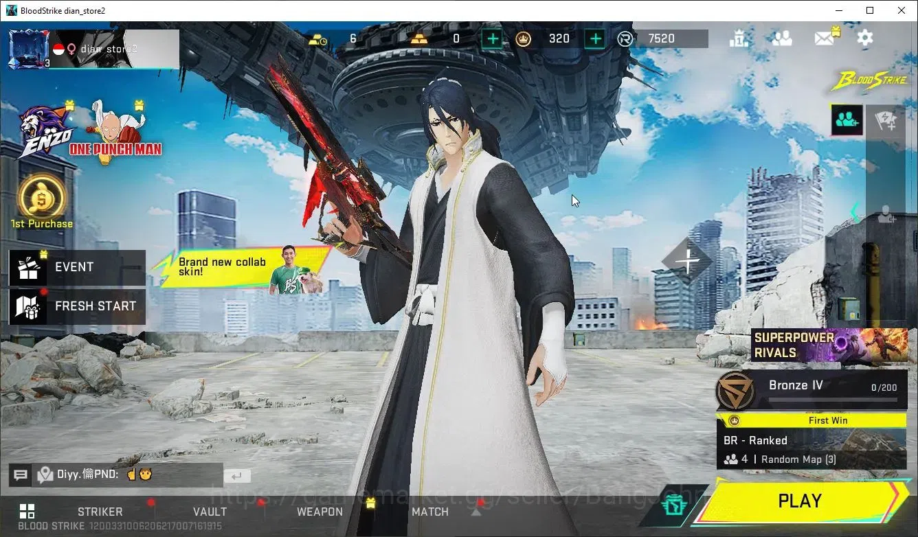 Blood Strike Accounts Collab Skin ASIA |Eternal MP5-Bloodrift|Collab MCX-EVA-00|3 Legendary Guns|Collab Ethan-Byakuya 1
