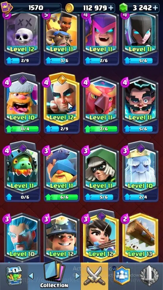 Clash Royale Accounts High-End Lv 1570|Trophy 11593|KTL 15|Card 122|4 Max|6 Hero 10 EVO 8 Champ 22 Legend 33 Epic 30 Rare 14