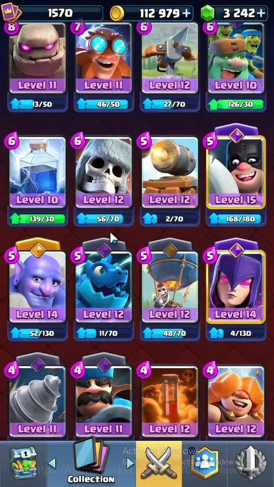 Clash Royale Accounts High-End Lv 1570|Trophy 11593|KTL 15|Card 122|4 Max|6 Hero 10 EVO 8 Champ 22 Legend 33 Epic 30 Rare 15