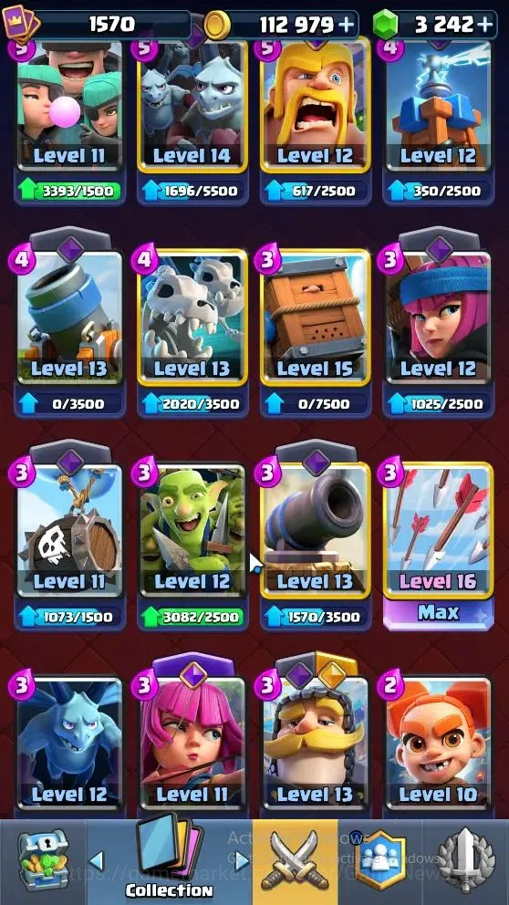 Clash Royale Accounts High-End Lv 1570|Trophy 11593|KTL 15|Card 122|4 Max|6 Hero 10 EVO 8 Champ 22 Legend 33 Epic 30 Rare 19