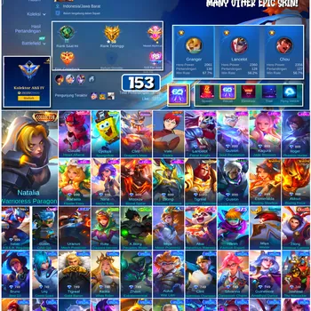 Mobile Legends: Bang Bang Accounts #4480 153 Skins | Cyclops SpongeBob (SPONGEBOB) | Vale Gaara (NARUTO) | Natalia