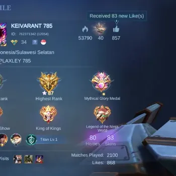 Mobile Legends: Bang Bang Accounts Others Global|83S|Seasoned|Epic Grock Valir,Gaara Mystic Lesley,Star Kimmy,Allstar
