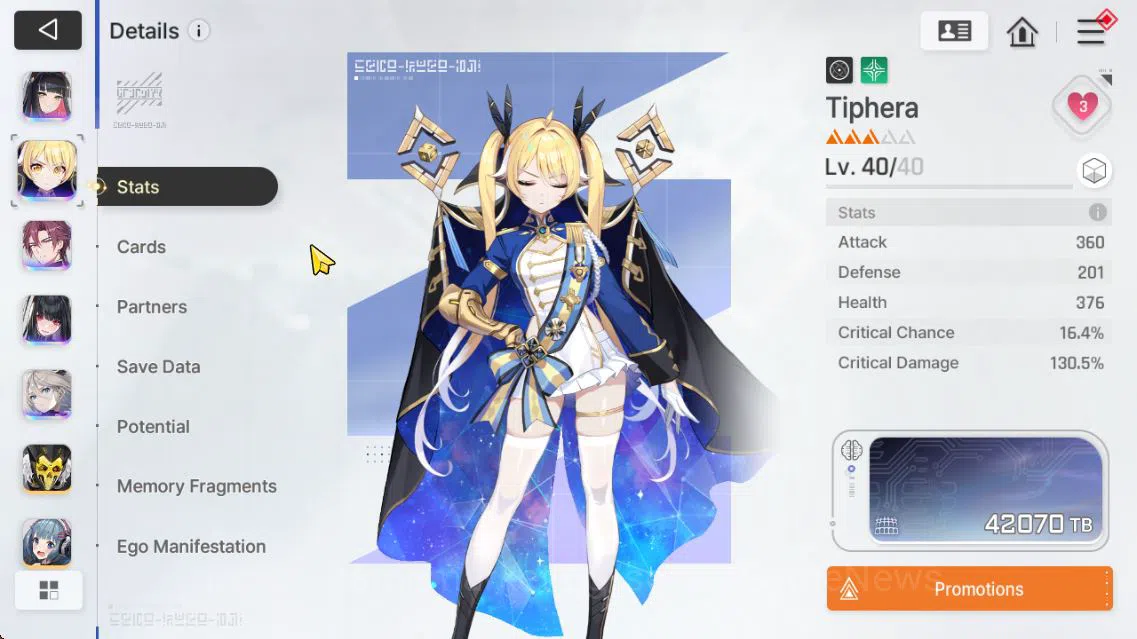 Chaos Zero Nightmare Accounts GLOBAL Lv 41|5 SSR(RitaM1,Tiphera,Kayron,Rin,RenoaM1)+10 SR(NiaM6,BerylM6,etc)|14 SR 13