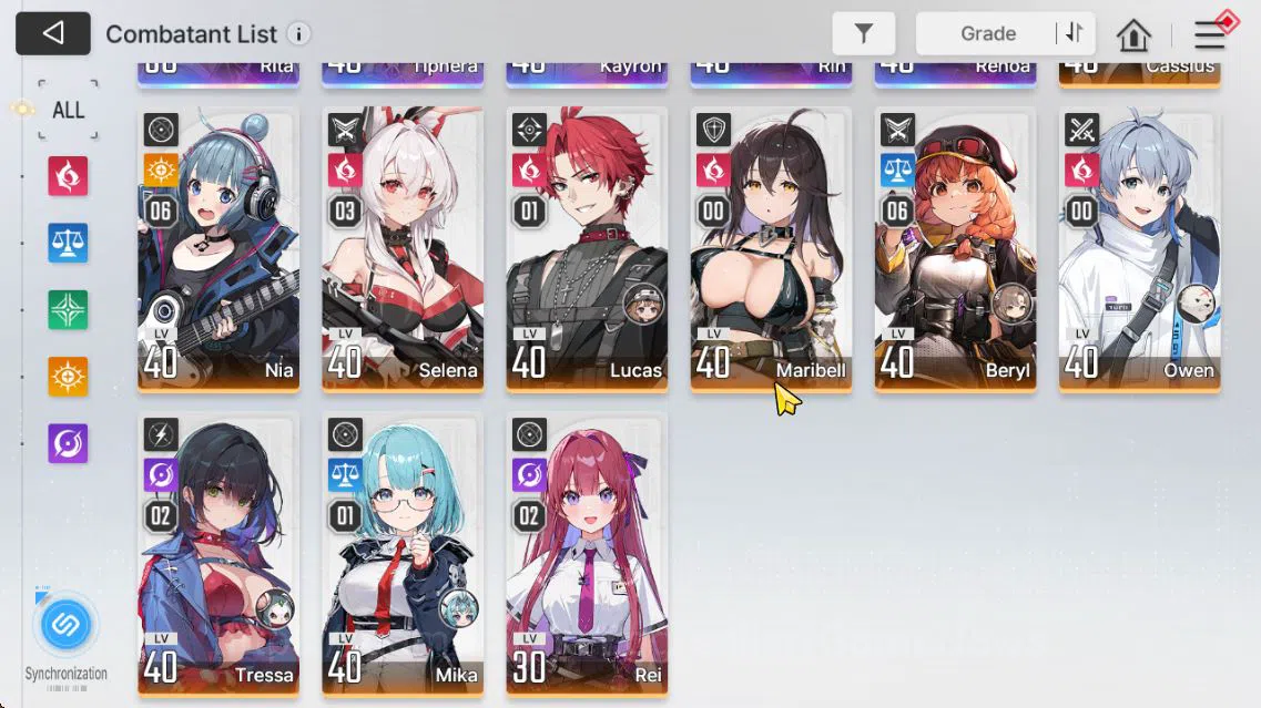 Chaos Zero Nightmare Accounts GLOBAL Lv 41|5 SSR(RitaM1,Tiphera,Kayron,Rin,RenoaM1)+10 SR(NiaM6,BerylM6,etc)|14 SR 4