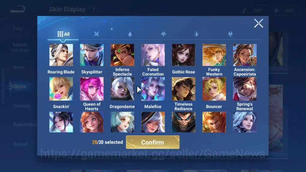 Honor of Kings Accounts Rare Skin Hero112 Skin222|Flawless Yao,Frozen LadyZhen,Mythic Mulan,BLEACH Ichigo,SaintSei 16
