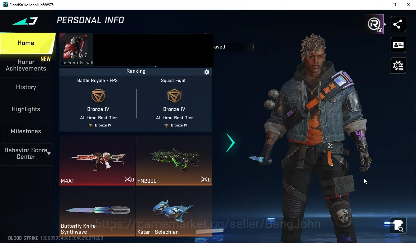 Blood Strike Accounts Others ASIA | 2 Ultra Melee: Katar, Butterfly Knife 1 Ultra Gun | 1 AOT Gun: M4A1 | 3 Legendary 1
