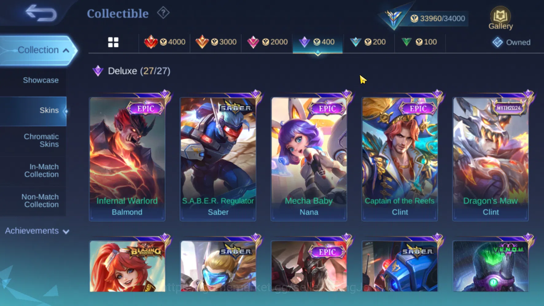 Mobile Legends: Bang Bang Accounts Others Hero 83 | Skin 147 | MSC Nathan | M7 Granger | Epic Gussion | Epic Clint |  Saint 6