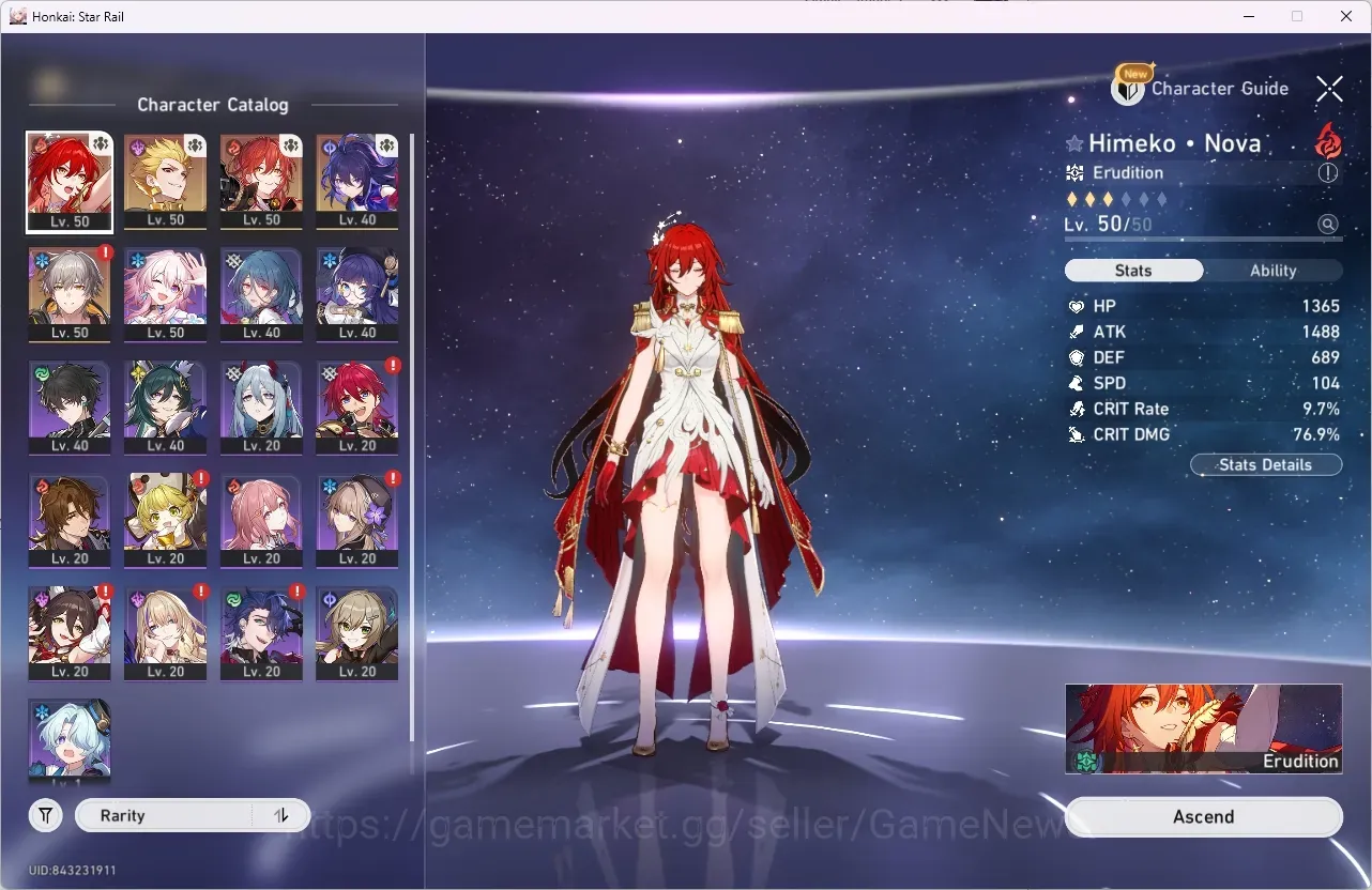 Honkai Star Rail Accounts Others ASIA |TL 37|3 Limited|1 GCS|(Himeko Nova +Signature, Gilgamesh, Seele) +Std Himeko|Jarilo 1