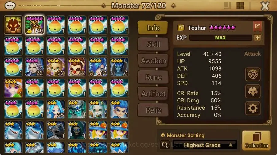Summoners War: Sky Arena Accounts Starter GLOBAL | NB 5 TESHAR,Starter Gacha 115 12Y+160 11Y Scrool, 3 Legendary All 2