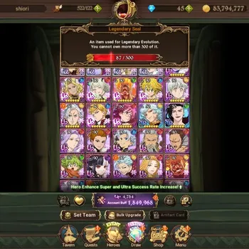 The Seven Deadly Sins: Grand Cross Accounts Endgame GLOBAL|1,8M CC|87 LS|4 LR+8