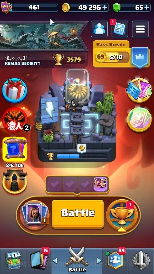 Clash Royale Accounts High-End Lv 461|KTL 10|Trophy 3579|Limited Skin|Card 57/122|4 EVO 0 Hero|1 Champ 3 Legend 15 Epic 15 1