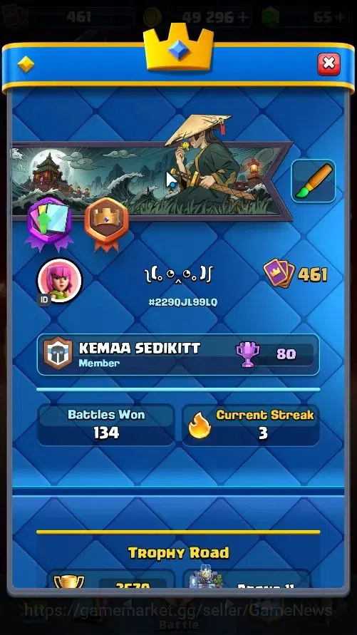 Clash Royale Accounts High-End Lv 461|KTL 10|Trophy 3579|Limited Skin|Card 57/122|4 EVO 0 Hero|1 Champ 3 Legend 15 Epic 15 2