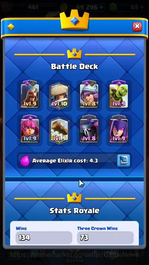 Clash Royale Accounts High-End Lv 461|KTL 10|Trophy 3579|Limited Skin|Card 57/122|4 EVO 0 Hero|1 Champ 3 Legend 15 Epic 15 5