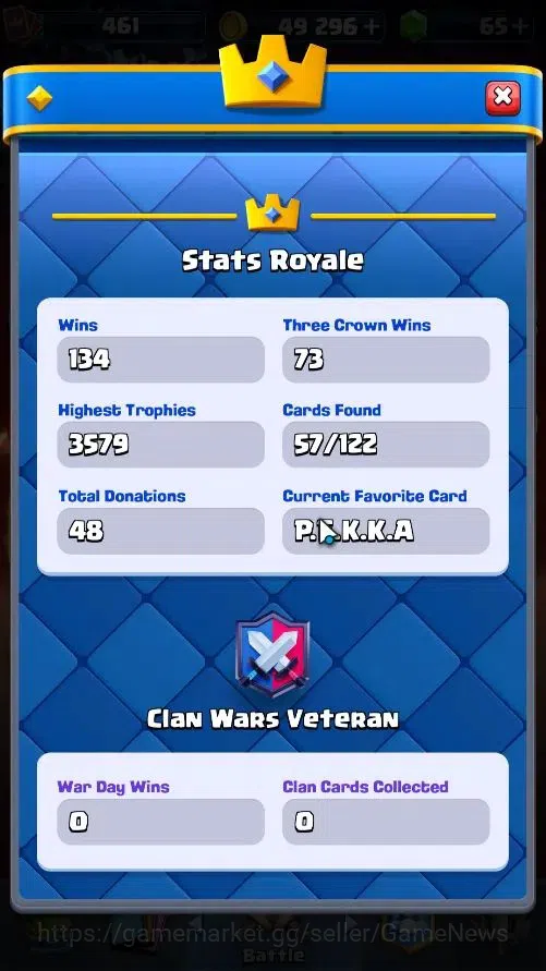 Clash Royale Accounts High-End Lv 461|KTL 10|Trophy 3579|Limited Skin|Card 57/122|4 EVO 0 Hero|1 Champ 3 Legend 15 Epic 15 6
