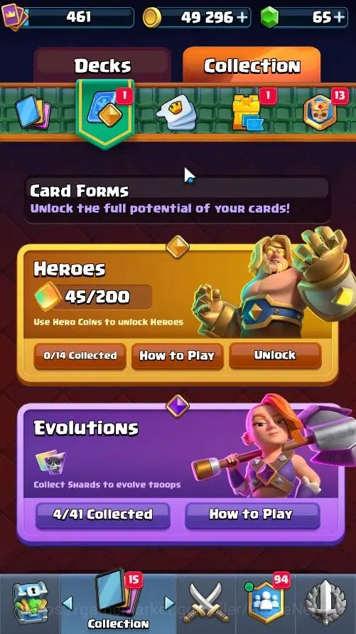Clash Royale Accounts High-End Lv 461|KTL 10|Trophy 3579|Limited Skin|Card 57/122|4 EVO 0 Hero|1 Champ 3 Legend 15 Epic 15 8
