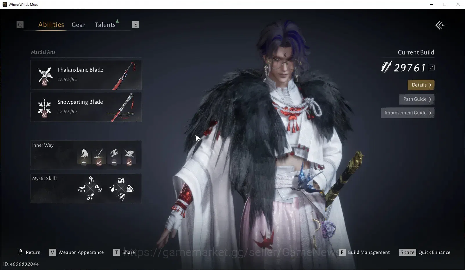 Where Winds Meet Accounts GLOBAL|Lv 95|29K GS|2 HC Used|Vermillion Dawnbreak,Twillight of Dragons|Crimson Curtain,Years of 4