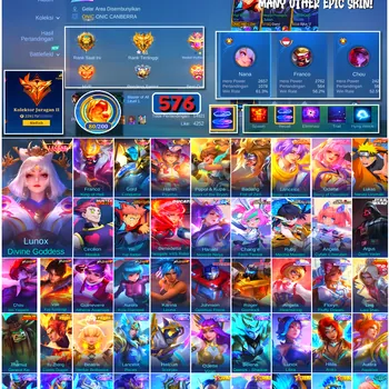 Mobile Legends: Bang Bang Accounts #4579 576 Skins | Franco King of Hell (LEGEND) | Gord Conqueror (LEGEND) | Lunox Divine