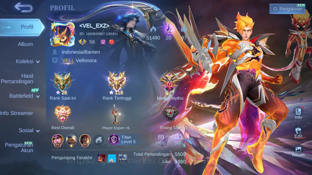 Mobile Legends: Bang Bang Accounts Hero 89 Skin 125 | Prime Claude | Lightborn Harith image 2