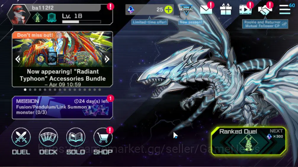 Yu-Gi-Oh! Master Duel Accounts Lv 18 | 20 Deck |VSK9, Dracotail, Yummy,Maliss, Ti image 1