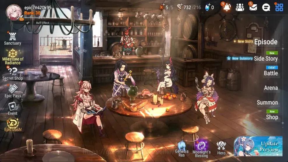 Epic Seven Accounts High-End Global Unverif | 3 ML(BArunka,MAKen,FCecilia)|PoH+Bless ON|Stigma 63K|Gold 4.6M |Log 2