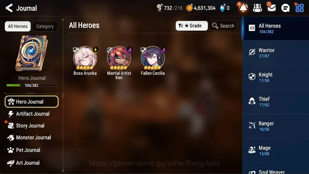 Epic Seven Accounts High-End Global Unverif | 3 ML(BArunka,MAKen,FCecilia)|PoH+Bless ON|Stigma 63K|Gold 4.6M |Log 4