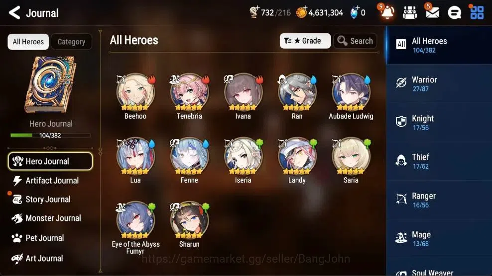 Epic Seven Accounts High-End Global Unverif | 3 ML(BArunka,MAKen,FCecilia)|PoH+Bless ON|Stigma 63K|Gold 4.6M |Log 5