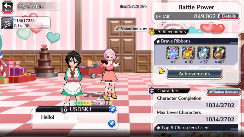 Bleach: Brave Souls Accounts Mid-Tier [GLOBAL]51K Orb|Rukia 10th Anniv,Valentine2026(Yachiru,Rukia),Byakuya 2