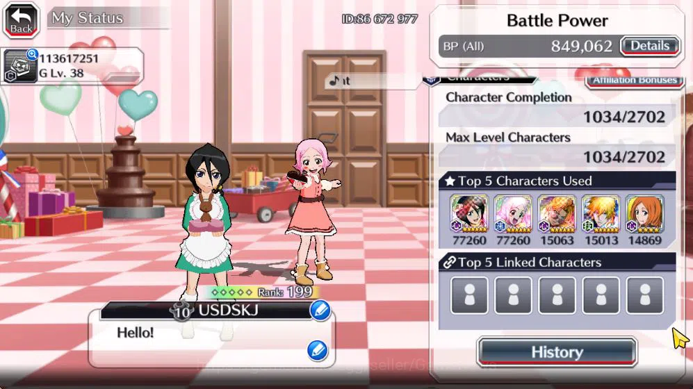 Bleach: Brave Souls Accounts Mid-Tier [GLOBAL]51K Orb|Rukia 10th Anniv,Valentine2026(Yachiru,Rukia),Byakuya 3