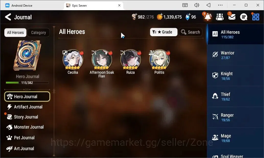 Epic Seven Accounts Starter Global Unverif|5 Moonlight 5★ :BA, LCB, SNY, TML|Rank 58|Starter|Stove(ES786Z) 10