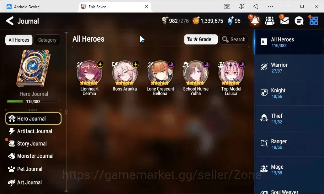 Epic Seven Accounts Starter Global Unverif|5 Moonlight 5★ :BA, LCB, SNY, TML|Rank 58|Starter|Stove(ES786Z) 7