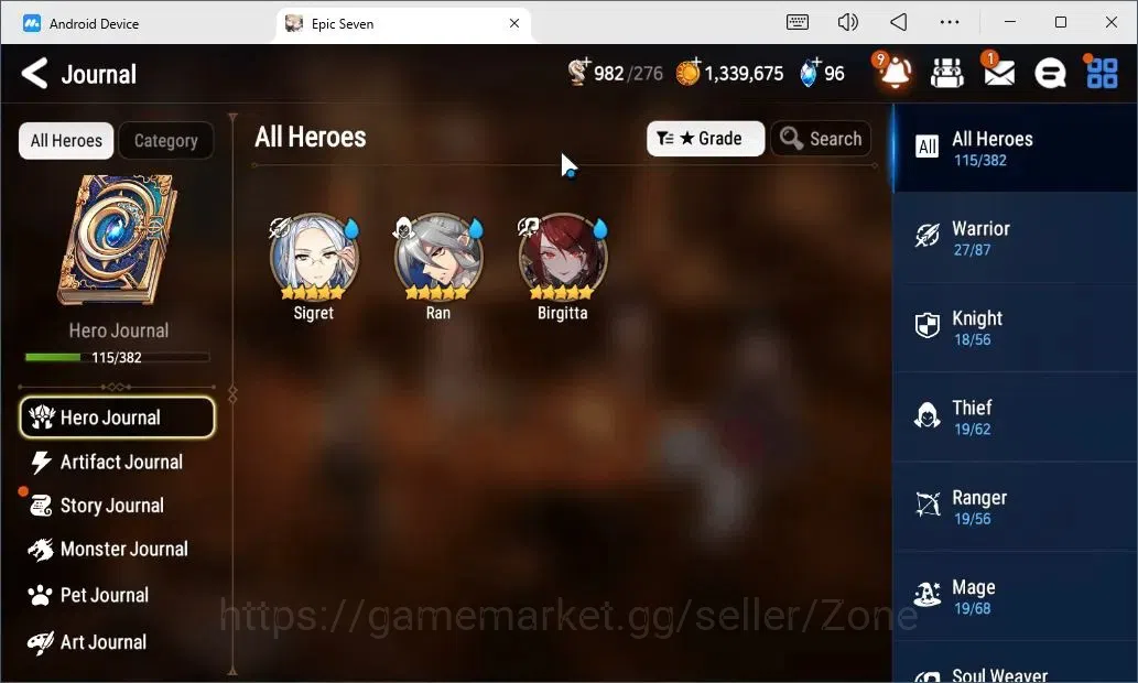 Epic Seven Accounts Starter Global Unverif|5 Moonlight 5★ :BA, LCB, SNY, TML|Rank 58|Starter|Stove(ES786Z) 9
